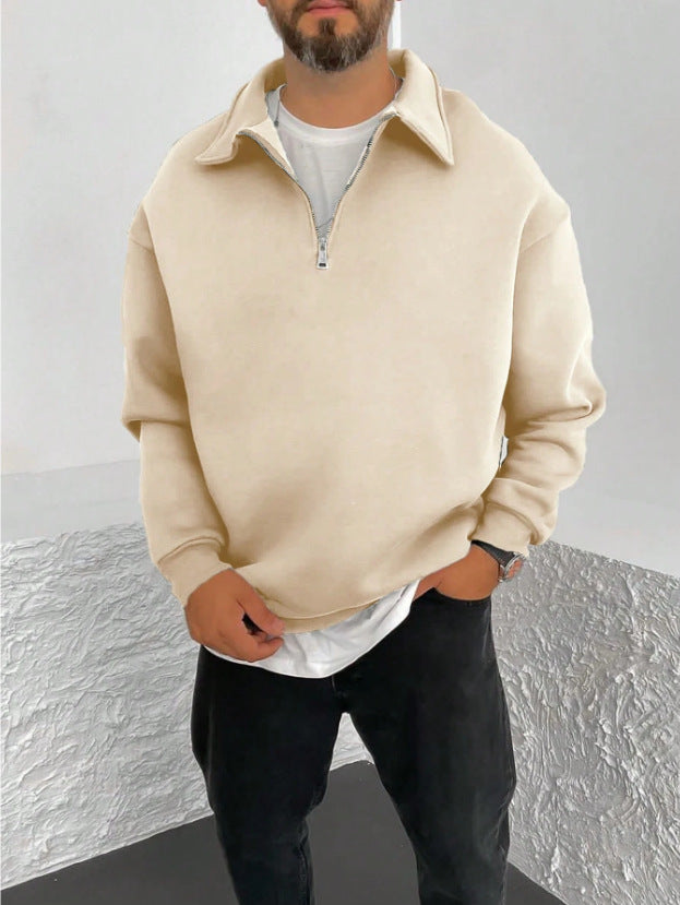 Herren Sweatpullover Stehkragen Halbzipper Modern Sportlich