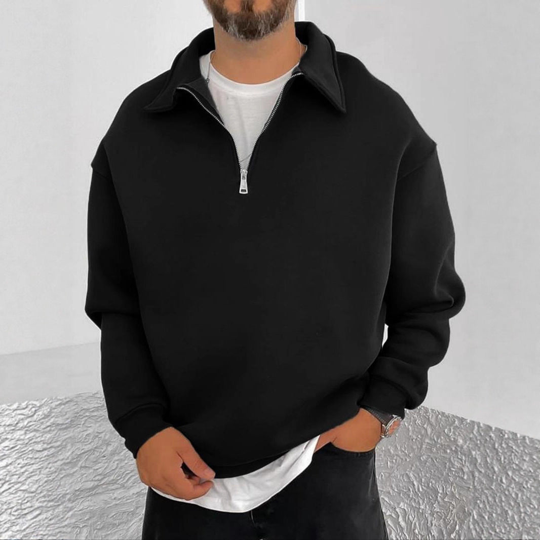 Herren Sweatpullover Stehkragen Halbzipper Modern Sportlich