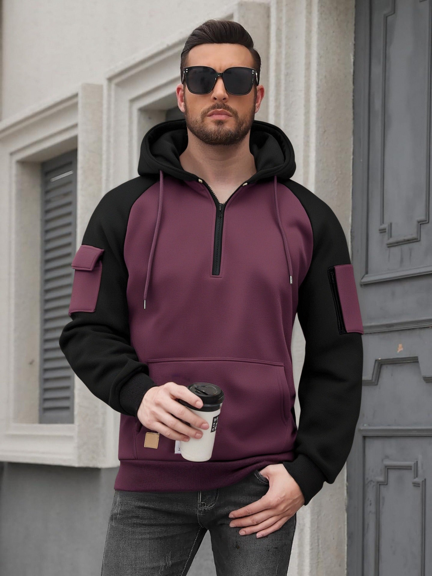 Herren Kapuzenpullover Sportlich Modern Mit Reißverschluss
