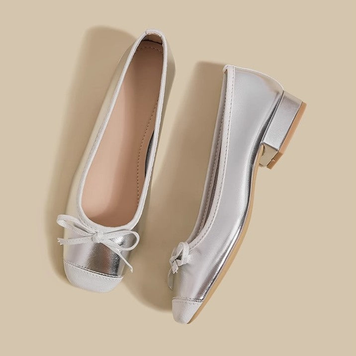 Damen Ballerinas Elegante Schuhe mit Schleife