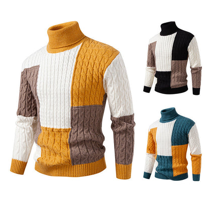 Herren Pullover Gestrickt Modern Zopf Muster Farbblock - BerlinGlamour