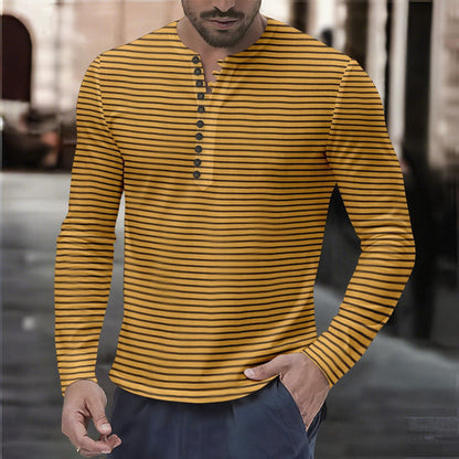 Herren Langarmshirt Streifenmuster Modern