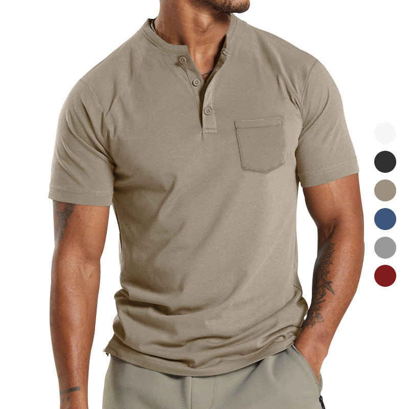 Herren T-Shirt Kurzarm mit Brusttasche Modern Sportlich