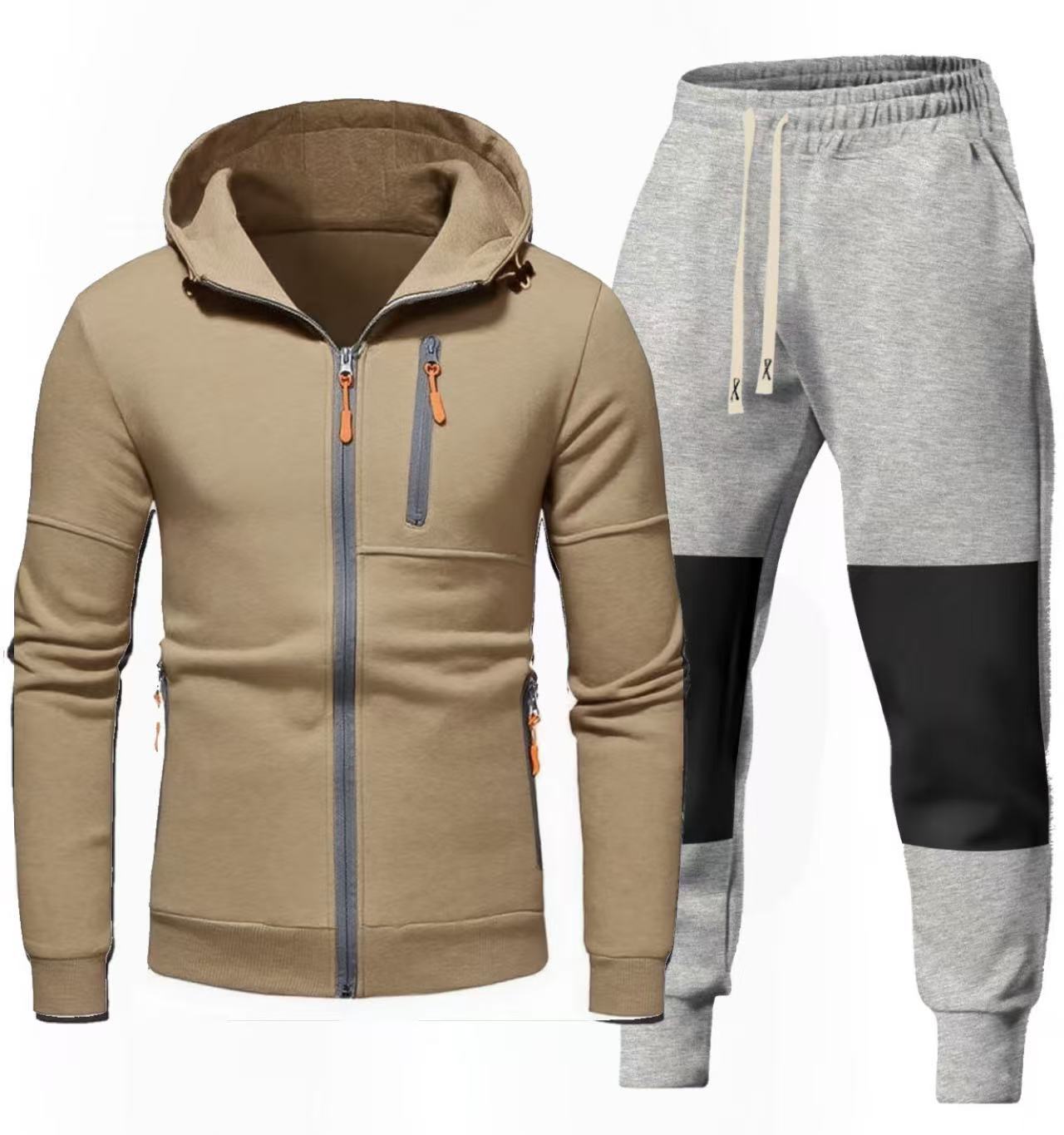 Herren Sportset Hoodie Jogginghose mit Reißverschlusstaschen
