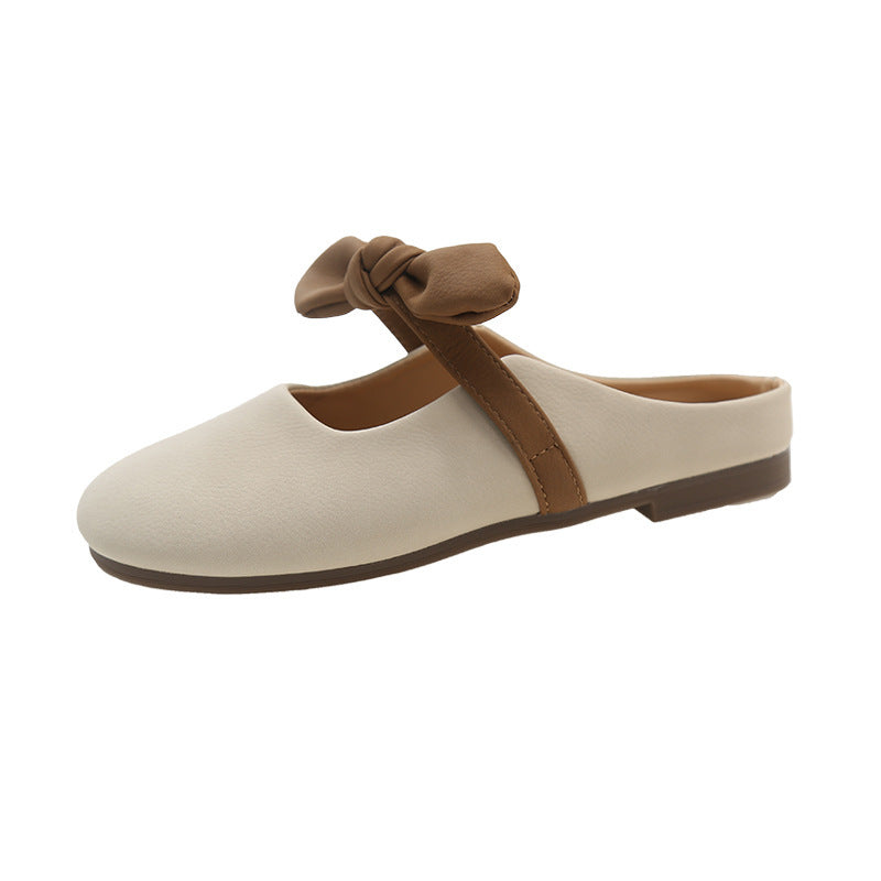 Damen Mules Bequem mit Schleife Modisch