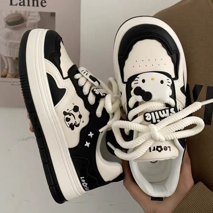 Damen Sneaker Sportlich Panda Design Rutschfest