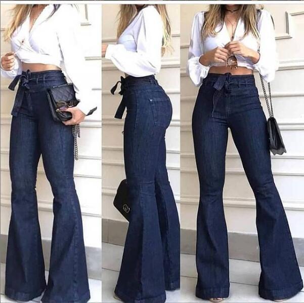 Hohe Damen Schlagjeans Weite Bein Frauenjeans - BerlinGlamour