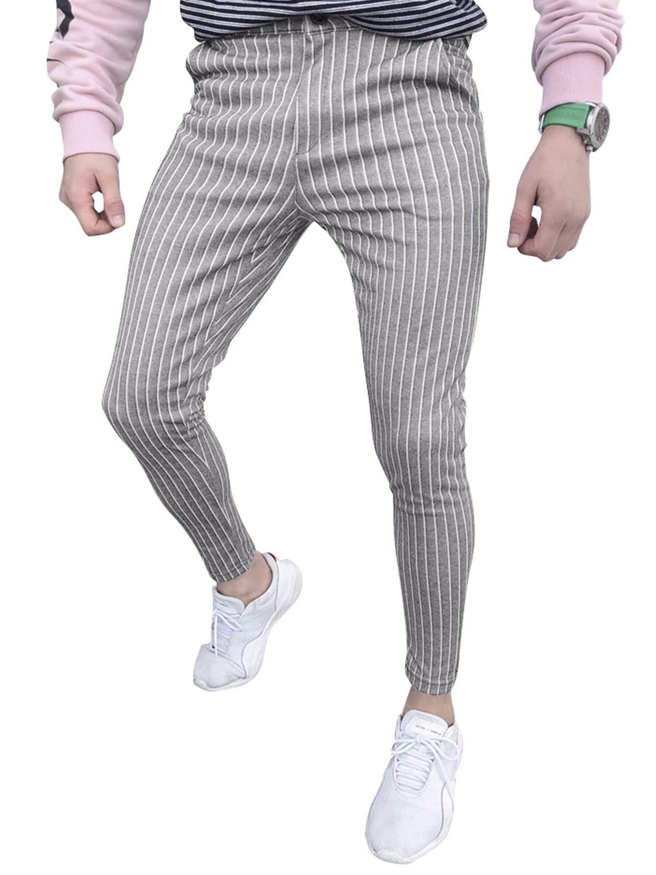 Herren Jeans Slim Fit Streifenmuster Modern Elegant