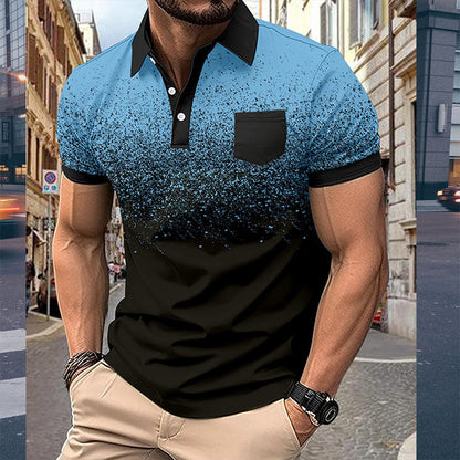 Herren Poloshirt Modern Farbverlauf mit Brusttasche - BerlinGlamour
