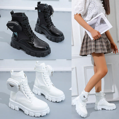 Damen Stiefel High-Top Robust Reißverschluss Schwarz - BerlinGlamour