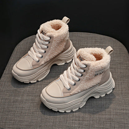 Damen Sneaker Warm High-Top Teddyfutter Schuhe Winter