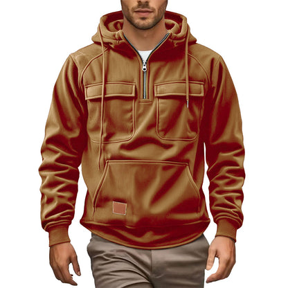 Herren Fleecepullover Warm mit Reißverschluss und Taschen