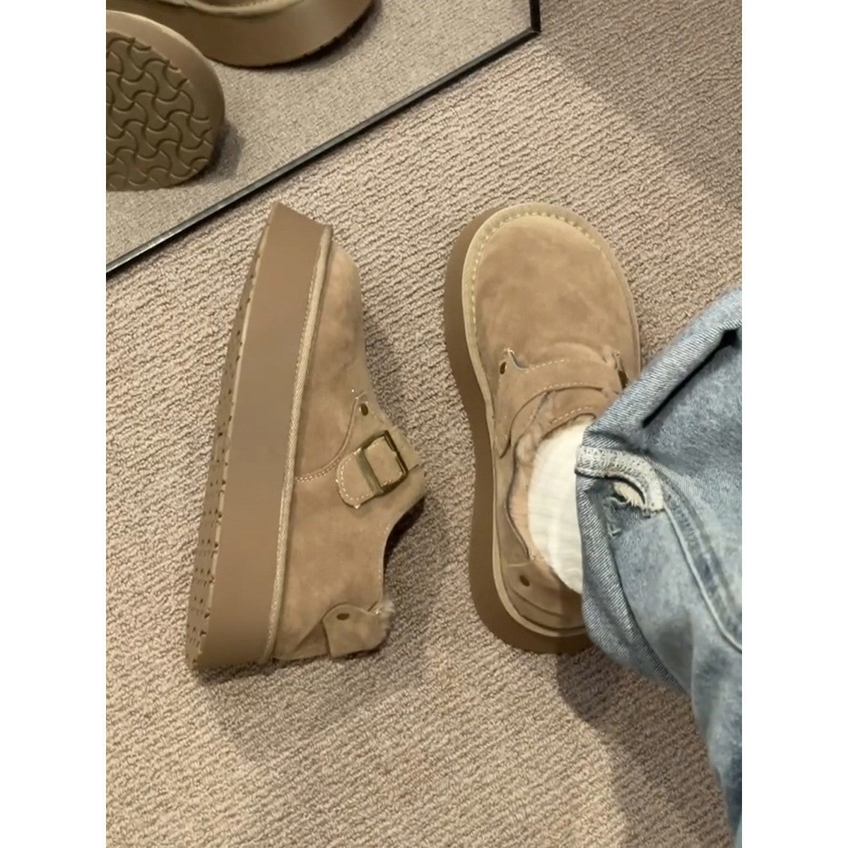 Weiche Damen Hausschuhe Veloursleder Bequem Warm