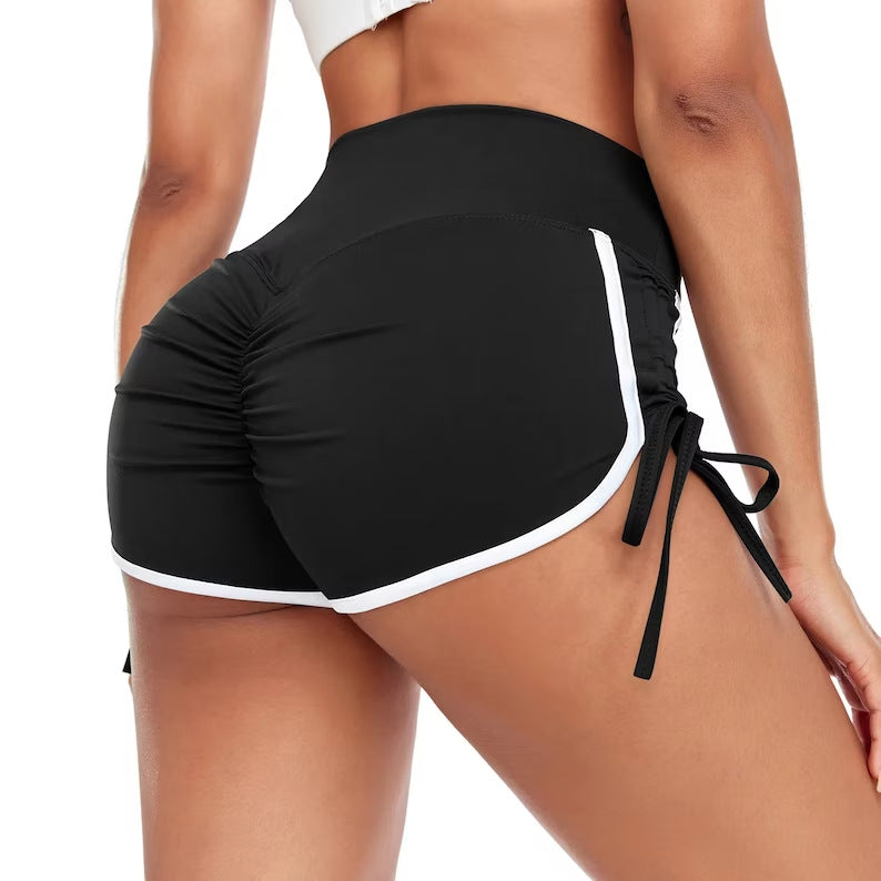 Damen Sport Shorts High Waist mit Rüschen Detail