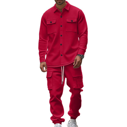 Herren Jogginganzug Cargo Bequem Funktions-Taschen
