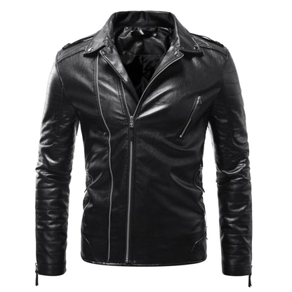 Leder Bikerjacke Herren Schwarz mit Reißverschluss