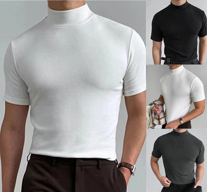 Herren T-Shirt Kurzarm Rollkragen Modern Hochwertig
