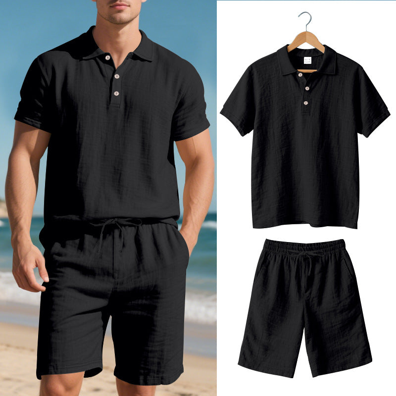 Herren Poloshirt Shorts Set Leger Sommer