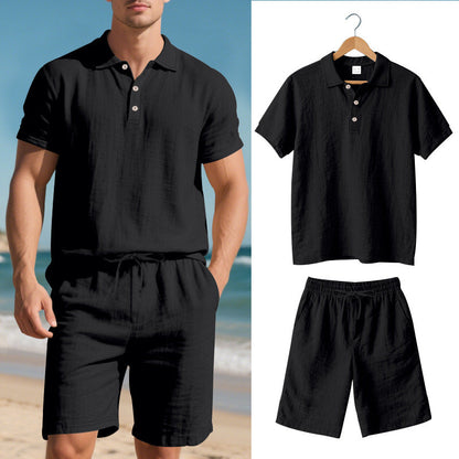 Herren Poloshirt Shorts Set Leger Sommer