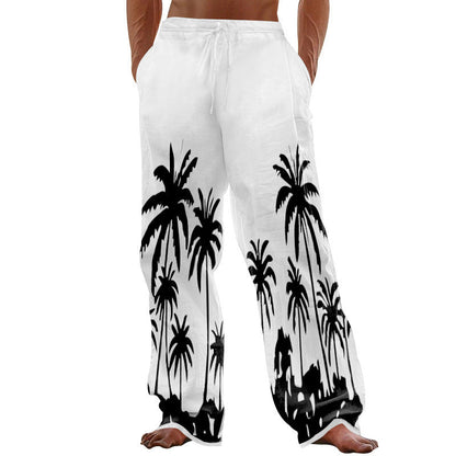 Herren Strandhose Palmen Motiv Leicht Sommer - BerlinGlamour