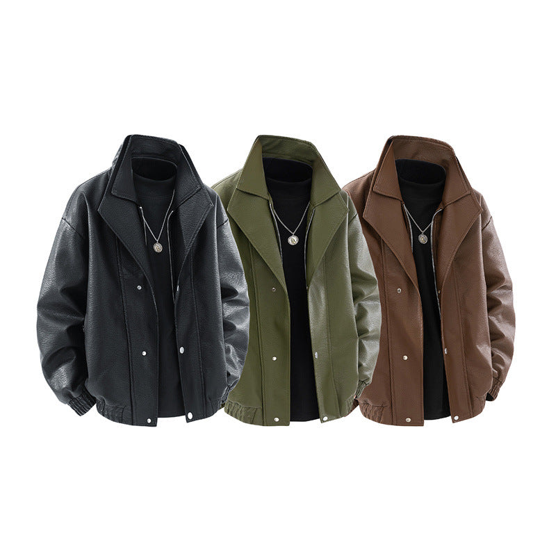 Lederjacke Herren Oversized Elegant Mit Taschen