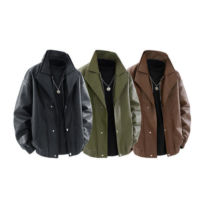 Lederjacke Herren Oversized Elegant Mit Taschen