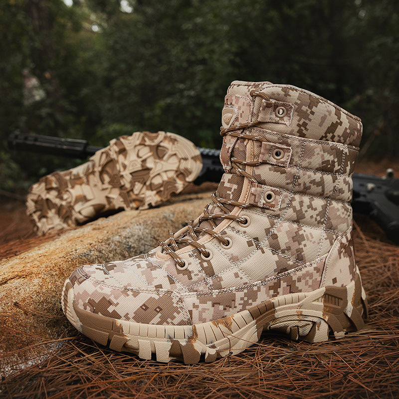 Herren Camo Stiefel Militärstil Schwarz - BerlinGlamour