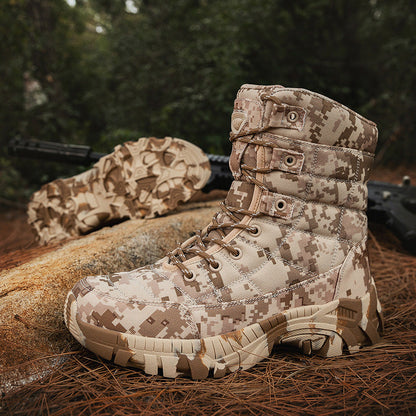 Herren Camo Stiefel Militärstil Schwarz - BerlinGlamour