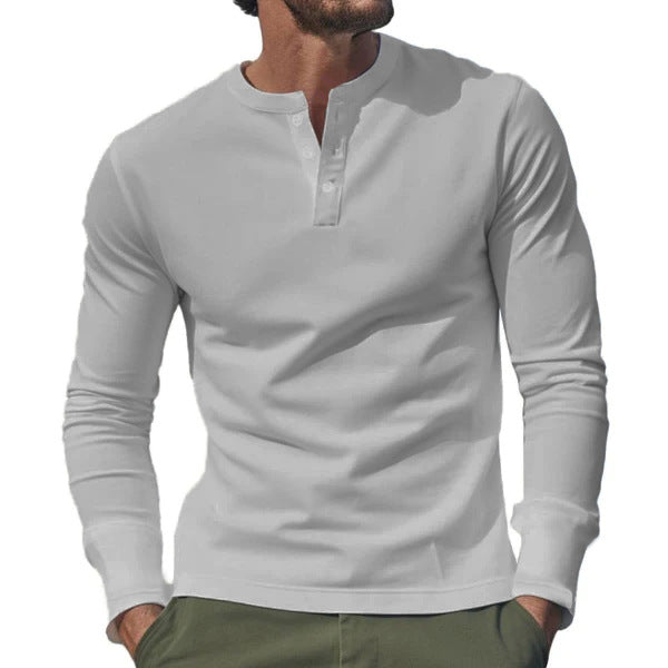 Herren Langarmshirt Henley T-Shirt Modern Berlin