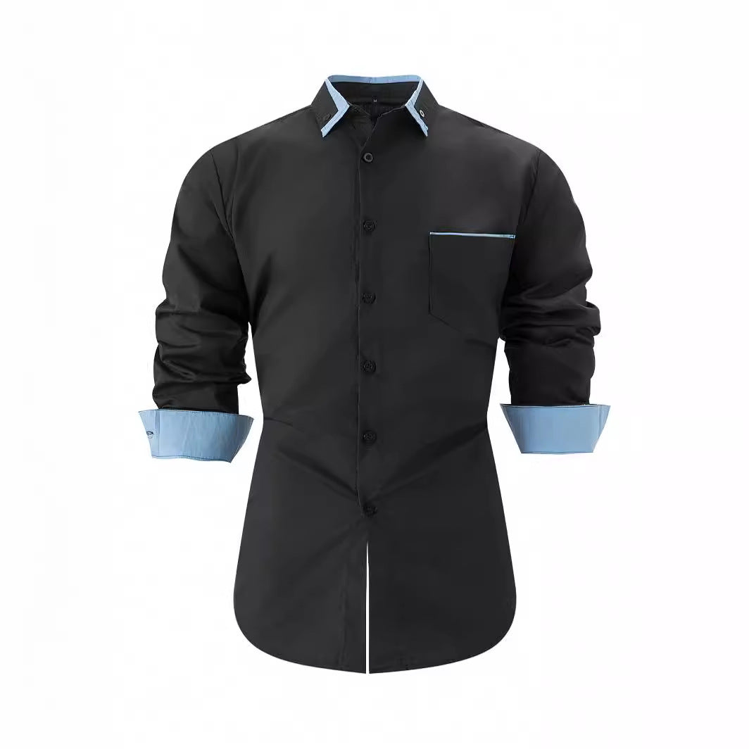 Herren Business Hemd Kontrast Akzent Modern Elegant