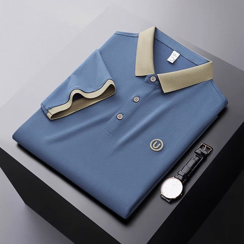 Herren Poloshirt Atmungsaktiv Moderner Kontrastkragen