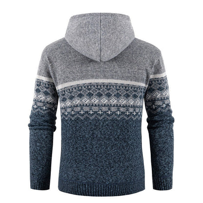 Herren Pullover Kapuze Norweger Muster Winterwarm