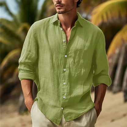 Herren Leinenhemd Lässig Sommerlich Elegant