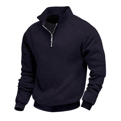 Herren Pullover Struktur Optik Halb-Reißverschluss Modern