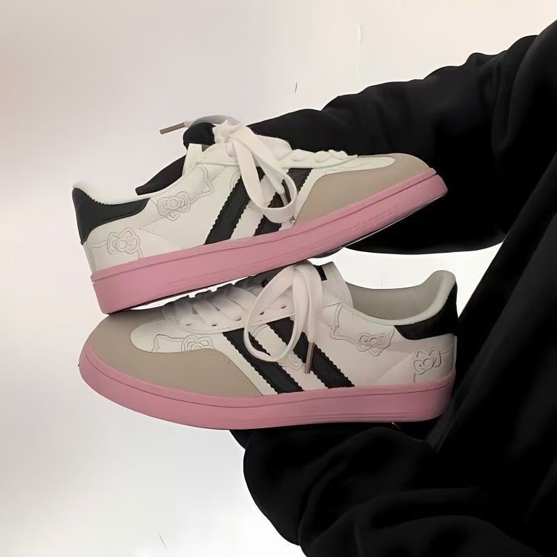Damen Sneaker Blumen Dekor Weich Laufsohle