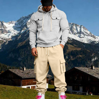 Herren Kapuzenpullover Set mit Cargo-Hose Streetwear Style
