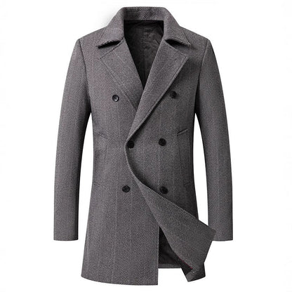 Herren Mantel Doppeltreihig Hahnentrittmuster Elegant - BerlinGlamour