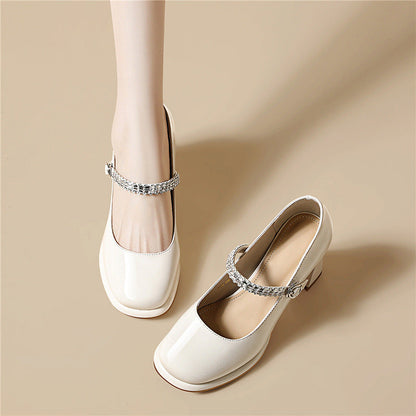 Damen Pumps mit Riemchen und Schmucksteinen Elegant