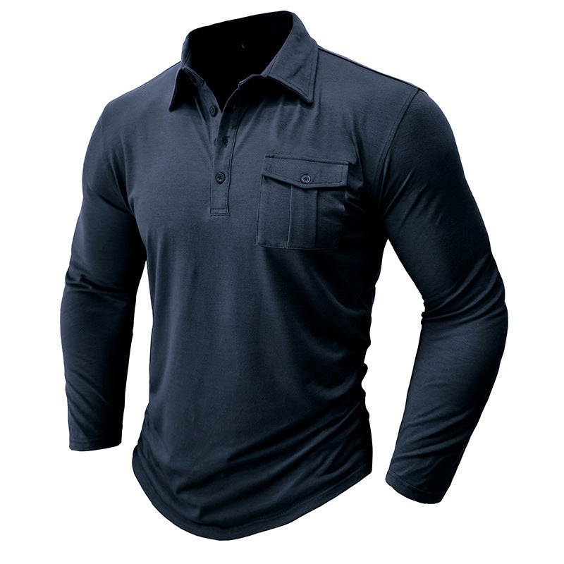 Herren Poloshirt Langarm Moderner Stehkragen Slimfit