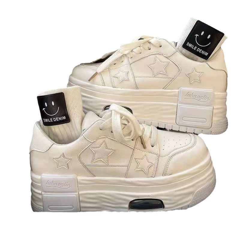 Damen Plateau Sneaker Modisch Sternen Dekor Hoch