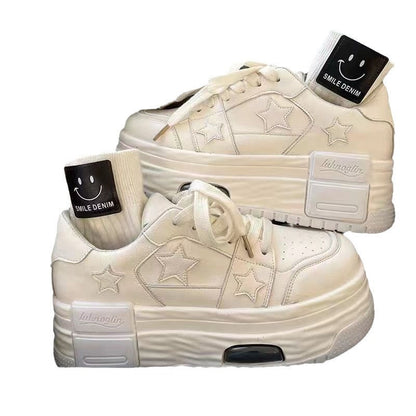 Damen Plateau Sneaker Modisch Sternen Dekor Hoch