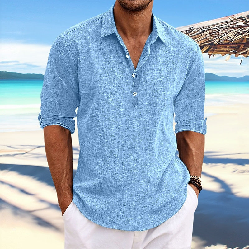 Herren Langarmshirt mit Struktur Oberfläche Trendy Casual