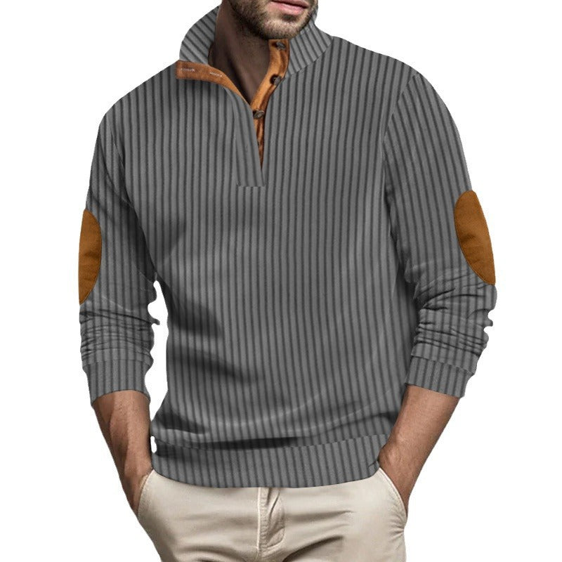 Herren Pullover Strukturiert Kontrast Patches Modern