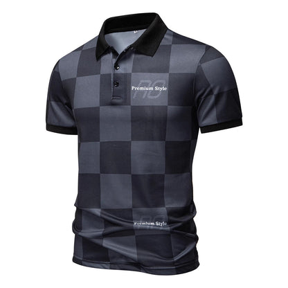 Herren Polo-Shirt Kariert Moderner Kragen SlimFit