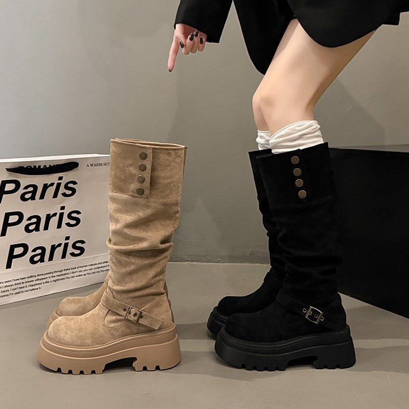 Damen Stiefel Rutschfest Elegant Schnürsenkel Mode