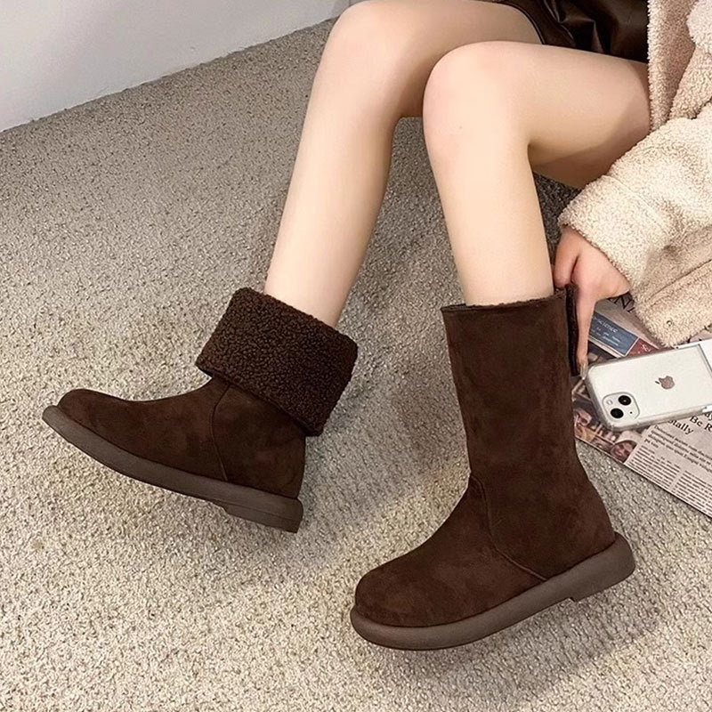 Damen Winterstiefel Warm Gefüttert Umschlagbarer Schaft