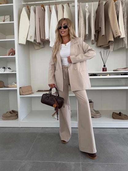 Damen Blazer-Set Elegant Weit Schnitt Hosen