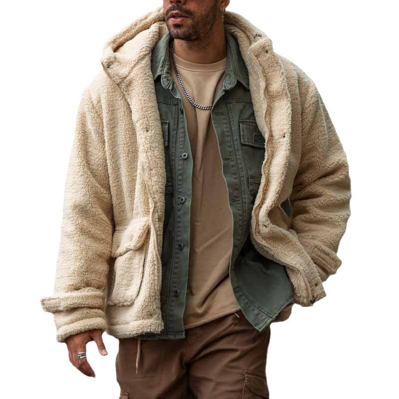 Herren Teddyjacke Kuschelig Warme Felljacke