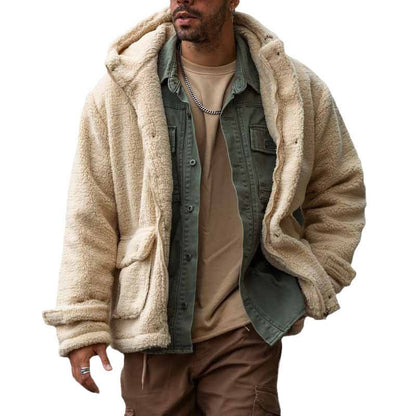 Herren Teddyjacke Kuschelig Warme Felljacke