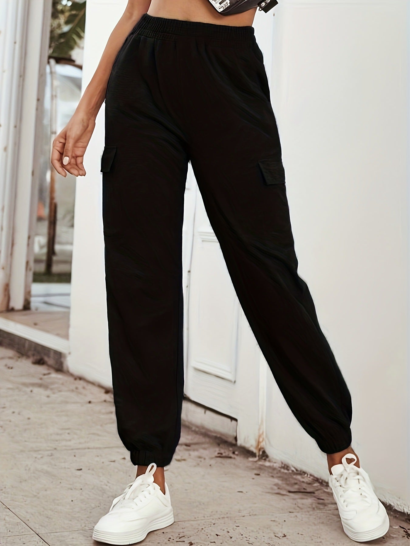 Damen Cargo-Hose Bequem Elastisch Mit Taschen